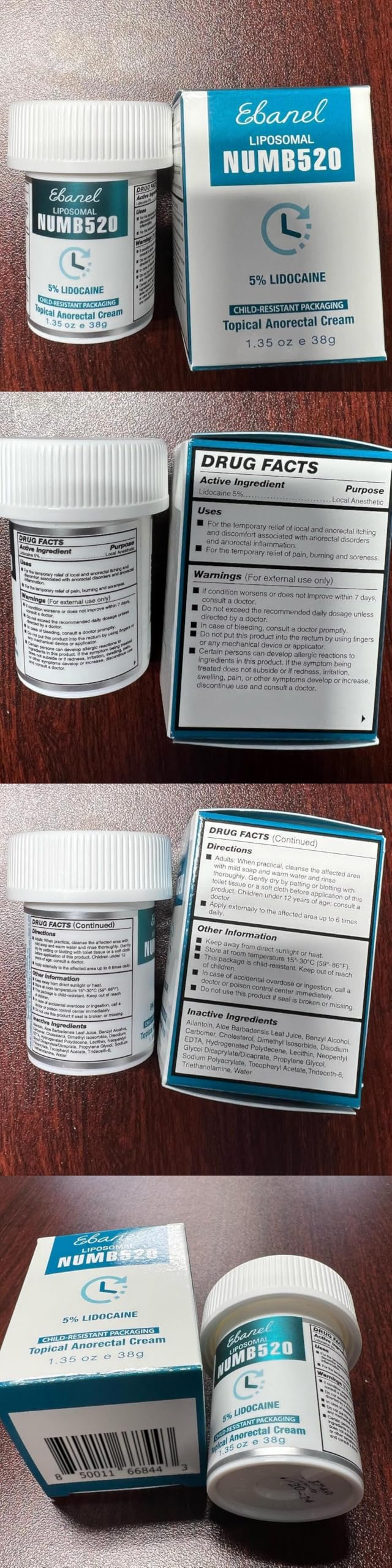 Ebanel Set of 5% Lidocaine Numbing Cream and 5% Lidocaine Spray Pain Relief Numbing Spray for Skin, Maximum Strength Topical Anesthetic to Numb Pain Burn Itch for Local and Anorectal Uses Numb520 & Spray