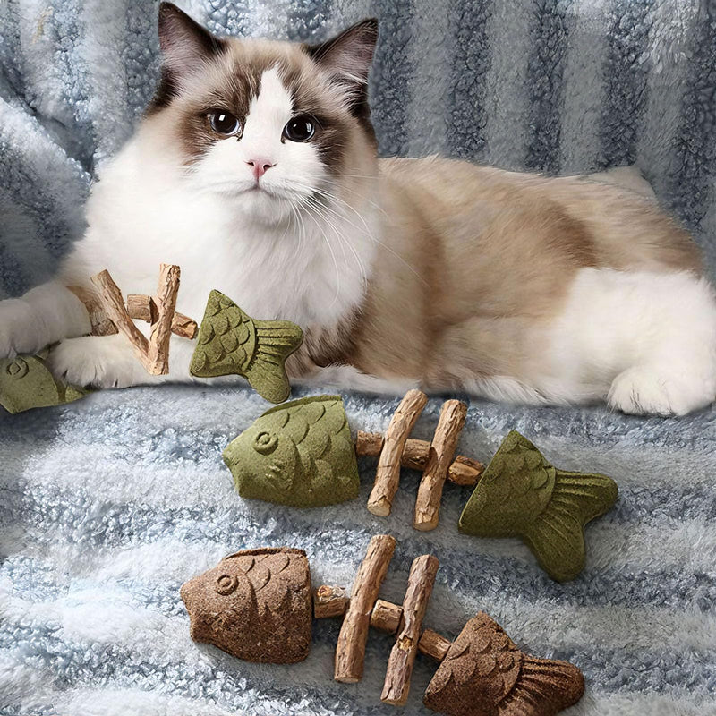 Purrident - Fix Cat Dental Health - Natural Dental Chew for Cats, Fishbone Shape Cat Teething Toy with Catnip, Durable Feline Tooth Care Tool for Indoor & Adult Cats (3CPS-C) 3CPS-C