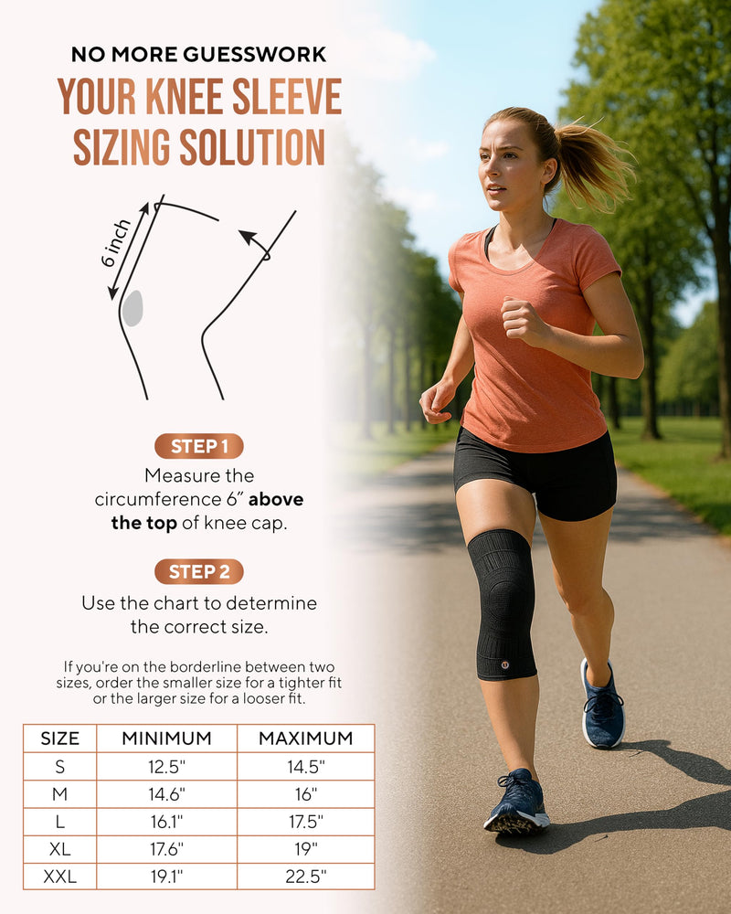 TheraCopper Copper Knee Brace for Men & Women (2 Pack) — Non-Slip Compression Copper Knee Sleeve for Arthritis, Knees Pain Relief, Swelling, Anti inflammatory and Recovery Support (Large) Large