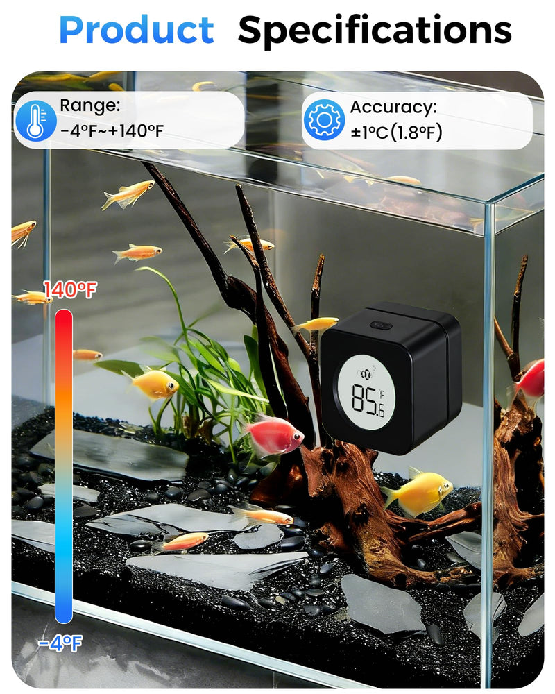 Aquarium Magnetic Cleaner with Thermometer 2 in 1 Fish Nano Tank Glass Cleaner Tool Algae Scrapers Mini Magnet Brush Only for Glass Tank (Up to 20 Gallons)