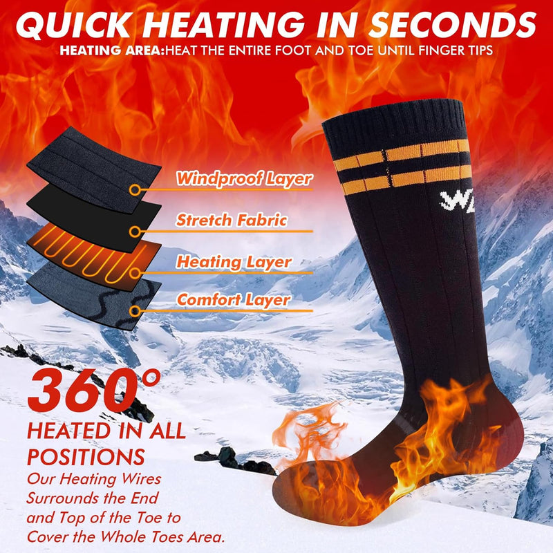 Rechargeable Heated Socks for Women Men, 5V 5000mAh Battery Powered Electric Heated Socks, Washable Foot Warmers with 3 Heat Settings, Outdoor Hunting Camping Skiing Cycling Warm Heating Socks - BeesActive Australia