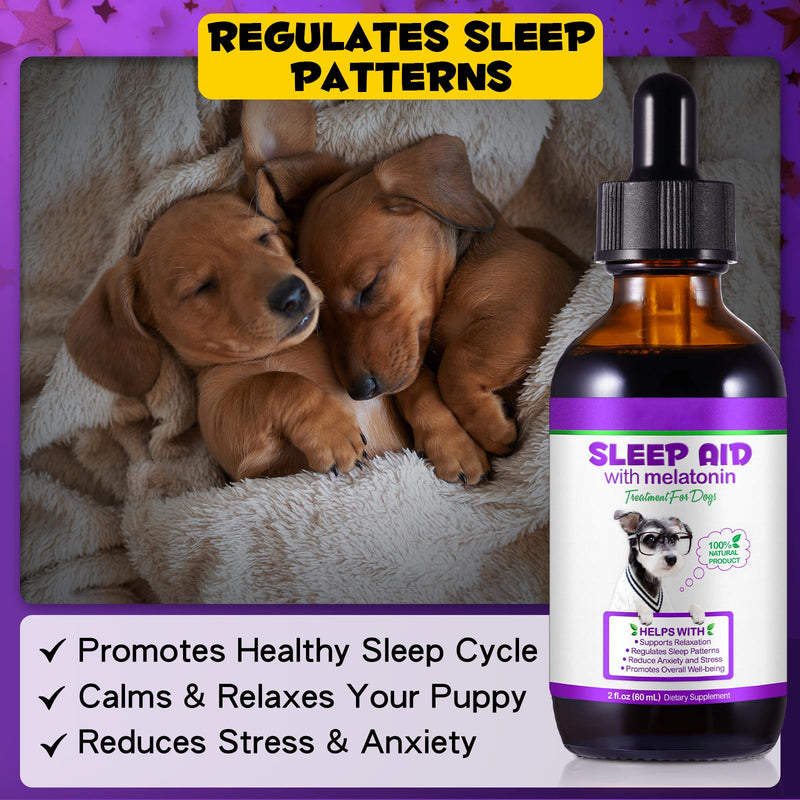 2PCS Melatonin for Dogs,Sleep Aid Drops for Dogs and Cats,Anxiety Relief,Support Relaxation & Deep Sleep for Dogs 120ml Dog