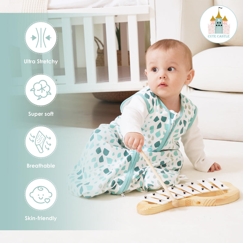 Cute Castle Baby Sleep Sack 0-6 Months - Lightweight 100% Cotton 2-Way Zipper TOG 0.5 Infant Wearable Blanket, Newborn Essentials Toddler Sleep Clothes (3 Pack Green) - BeesActive Australia