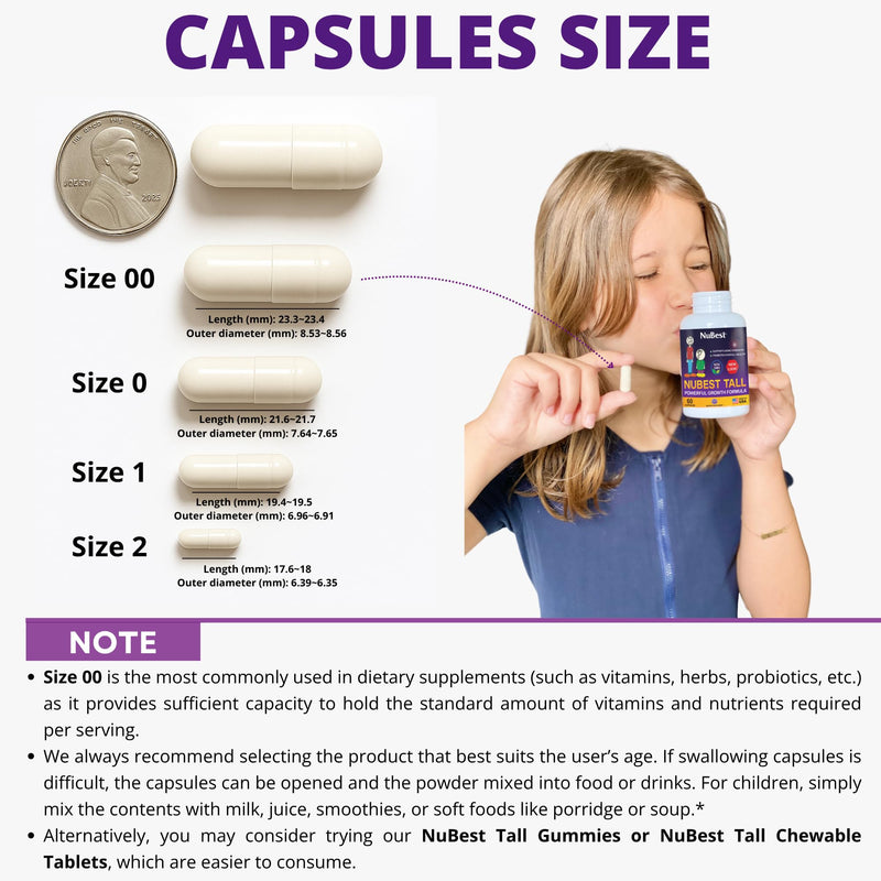 NuBest Tall | Support Bone Strength, Bone Health, Enhanced Immune and Whole Body Wellness with Calcium, Collagen, and Herbs for Ages 5+ & Teens | 60 Capsules | 1 Month Supply Authentic 60 Count (Pack of 1)