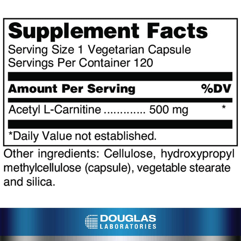 Douglas Laboratories Acetyl L-Carnitine 500 mg | Supports Brain and Nerve Function During the Normal Aging Process* | 120 Capsules | Supports Brain and Nerve Function During the Normal Aging Process*, Brain And Nerve Support* 120 Count (Pack of 1)