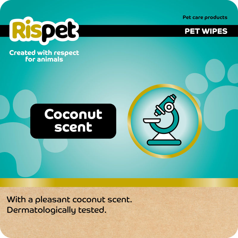 Rispet Hygienic and Cleaning Cloths XL, Coconut and Keratin, for the Fur of Dogs, Cats and Pets, 54 Cloths Coconut & Keratin (54 Cloths) - BeesActive Australia