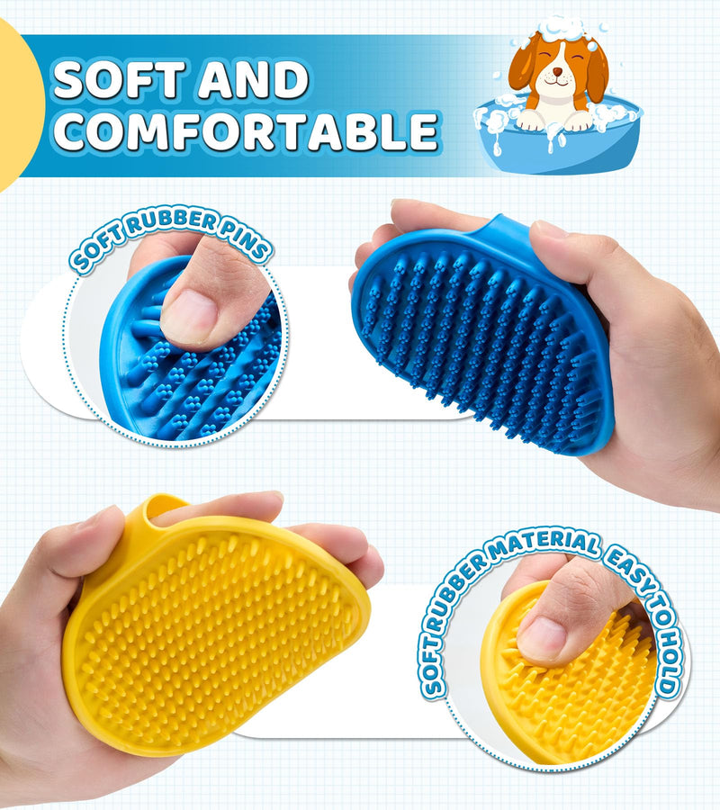 Dog Bath Brush Pet Massage Shampoo Brush Dog Scrubber for Dog Washing Brush Scrubber Pet Bath Massage Brush with Soft Silicone Bristles for Dog Cat Grooming Cleaning - BeesActive Australia