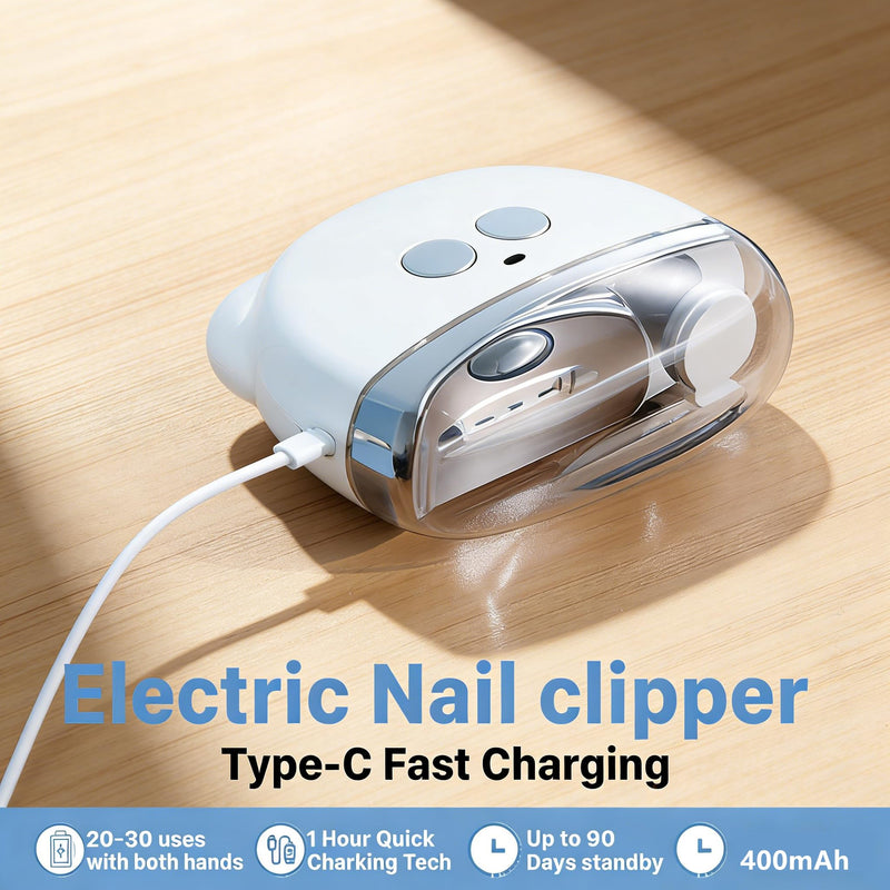 Electric Nail Clipper, Electric Automatic Nail Clippers for Seniors with LED Light & 3 Speeds, Safe Painless Nail Cutter for Seniors, Adults, Kids and Babies for Fingernails and Toenails (White)