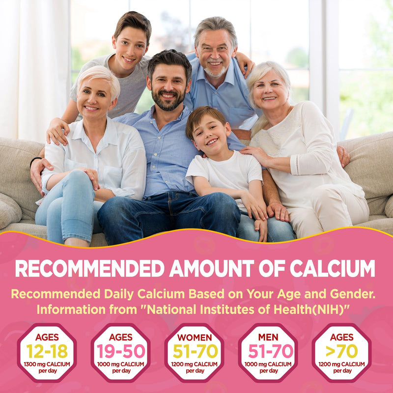 Calcium 1200 mg with Vitamin d3, K2, High Absorption Calcium Citrate with Vitamin D3, K2, Magnesium, Zinc, Potassium, Boron, Calcium Supplements for Women & Men, Sugar-Free, Vegan, 60 Gummies