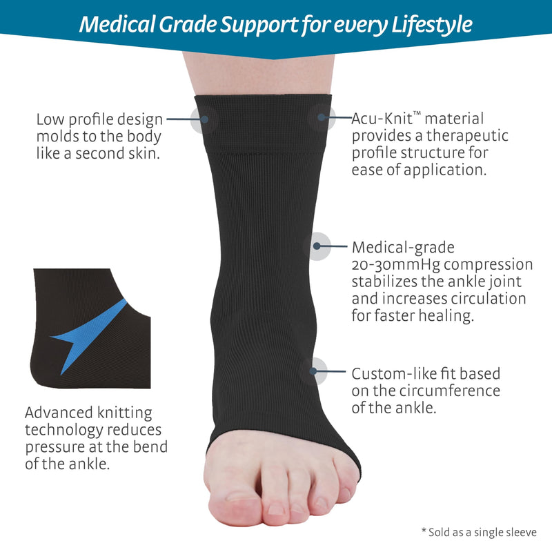 medi Seamless Knit Ankle Support - sprains, rheumatic & osteoarthritis condition Black L Large - BeesActive Australia
