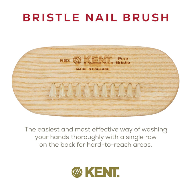 Kent NB3 Natural Bristle Fingernail Brush and Hand Scrub Brush for Nails. Beechwood Finger Nail Brush to Clean Nails and Nail Scrubber Brush for Hands, Feet, Fingernails, and Toenails. Made in England - BeesActive Australia