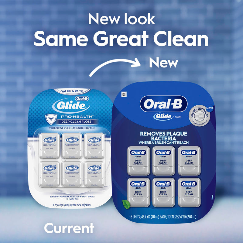 Oral-B Glide Deep Clean Dental Floss, Cool Mint, Value 6 Pack (40m Each) 787.4 Foot (Pack of 1)