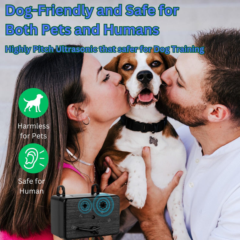 Anti Barking Device for Dogs, 50FT Ultrasonic Dog Bark Control Devices with Dual Speakers, 3 Adjustable Range Bark Box, IPX4 Waterproof Barking Deterrent, Safe for Pets & Humans, Indoor Outdoor Use