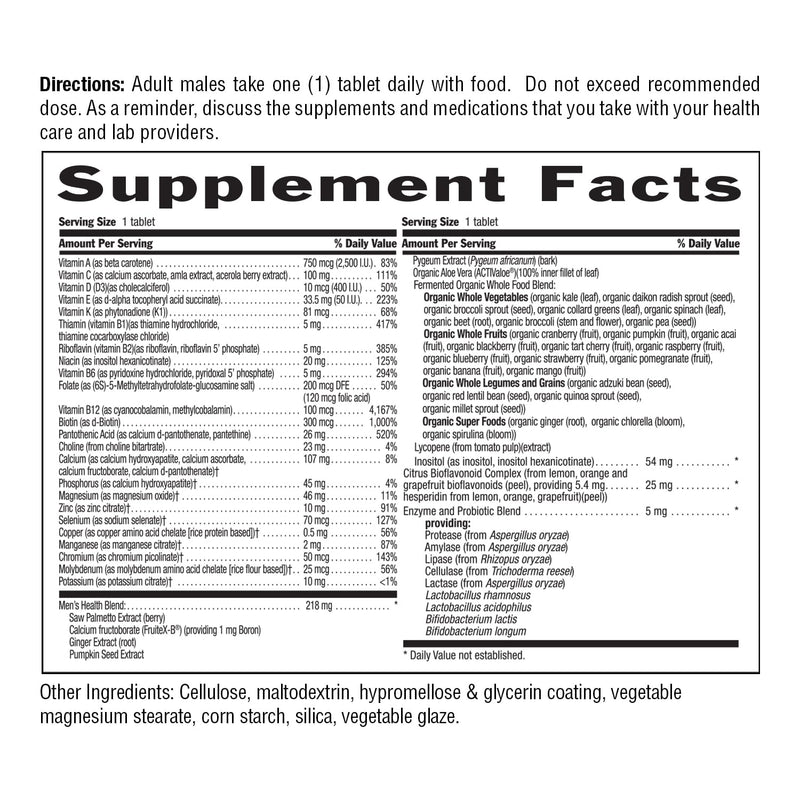 Country Life Core Daily-1 Multivitamin for Men with Probiotics, 60 Tablets | Supports energy metabolism, immune function and digestive wellness with whole foods and coenzymated nutrients