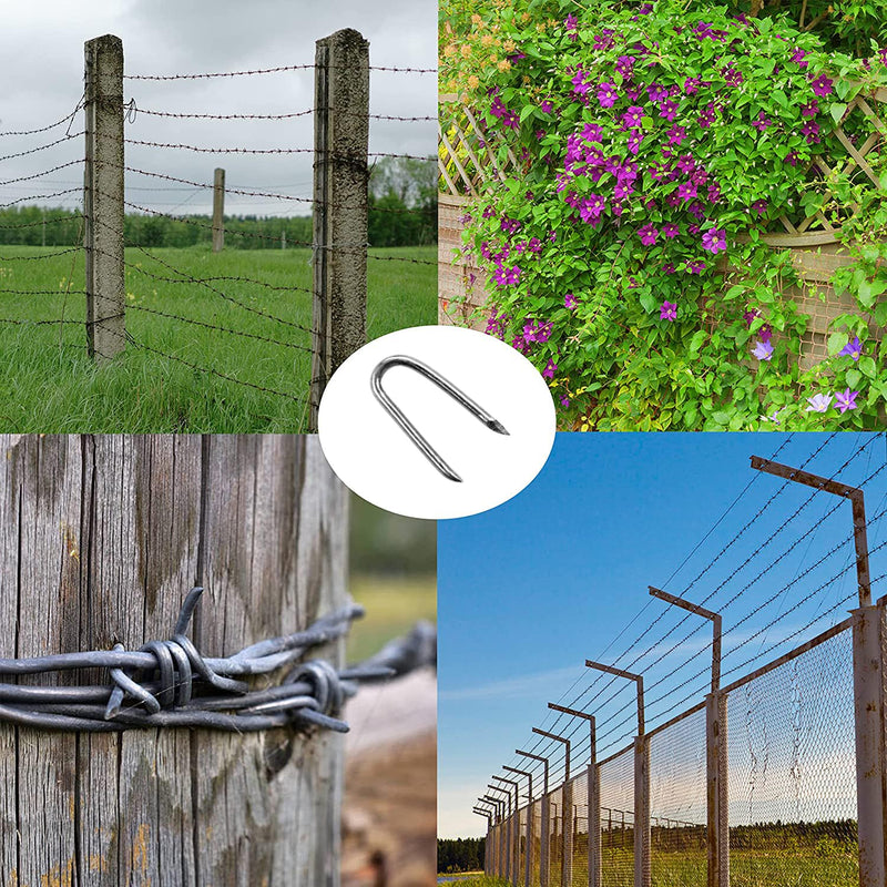 Wire Fencing Galvanised Staples (260 pcs)，Chicken Wire Fencing Staple Horseshoe Nail Set - Securely Attach Chicken Wire Netting Wire Mesh to Fences or Posts 2mm - BeesActive Australia