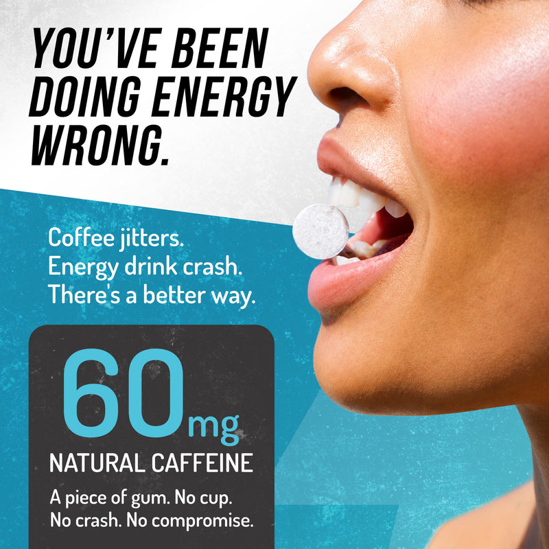 ENERGIZE Peppermint Caffeine Gum, Natural Green Coffee Bean Energy Gum with Vitamin B6 B12, Sugar Free Caffeinated Chewing Gum for Focus, 24 Pieces 24 Count (Pack of 1)