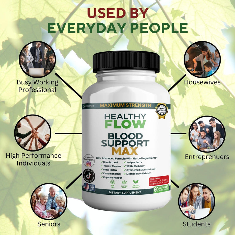 Healthy Flow Blood Support Max, 60 Capsules, Herbal Supplement with Vitamins & Minerals (1) 1