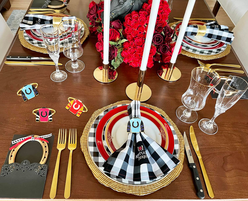 Kentucky Derby Napkin Rings,Derby Horse Race Suit Napkin Rings Equestrian Horseshoes Napkin Holder for Kentucky Derby Party Table Decorations Set of 9 9Pcs Derby Napkin ring - BeesActive Australia