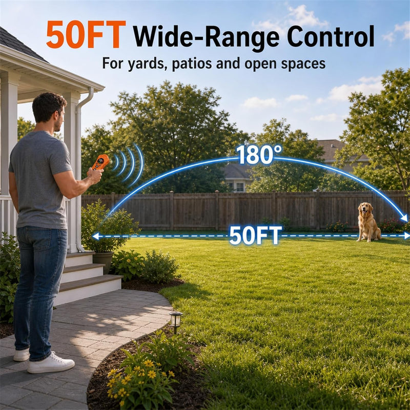 2026 Upgraded Dog Bark Deterrent Devices with 10 Adjustable Levels, 50FT 180° Wide Range Trainer with LED Flashlight, 1200mAh Rechargeable Dog Training (Orange and Black) Orange and Black