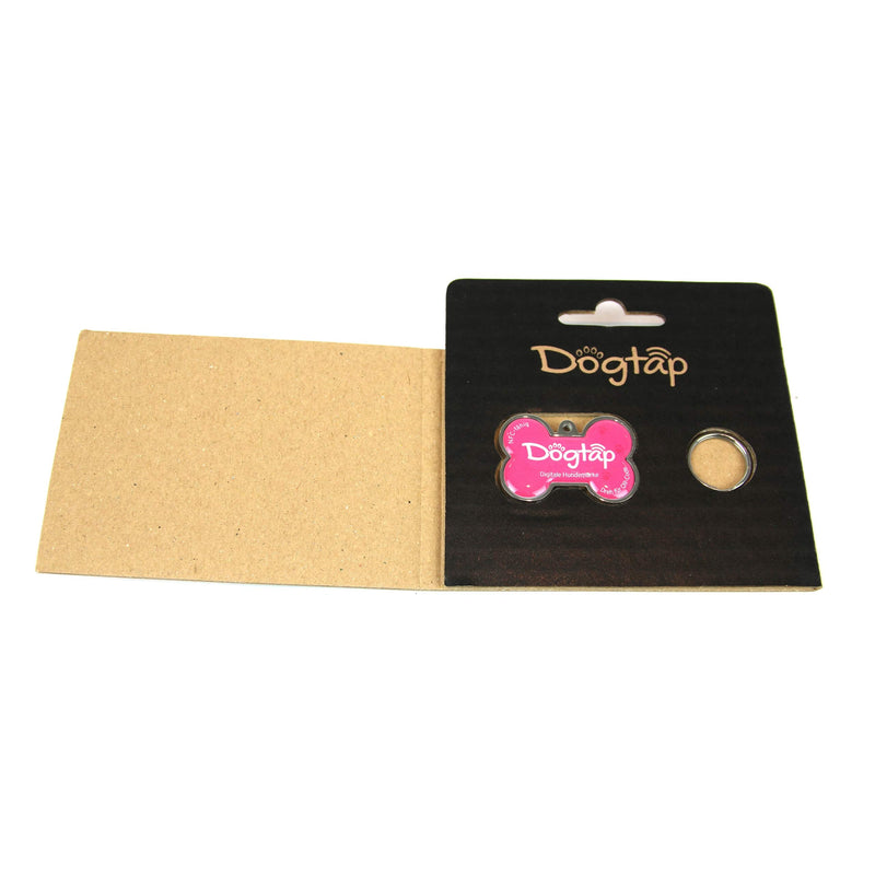 Dogtap Solid, digital dog tag bone, with NFC chip and QR code for contact details and profile, PVC, metal, waterproof, robust, 41.6 x 28.5 x 4.6 mm pink - BeesActive Australia