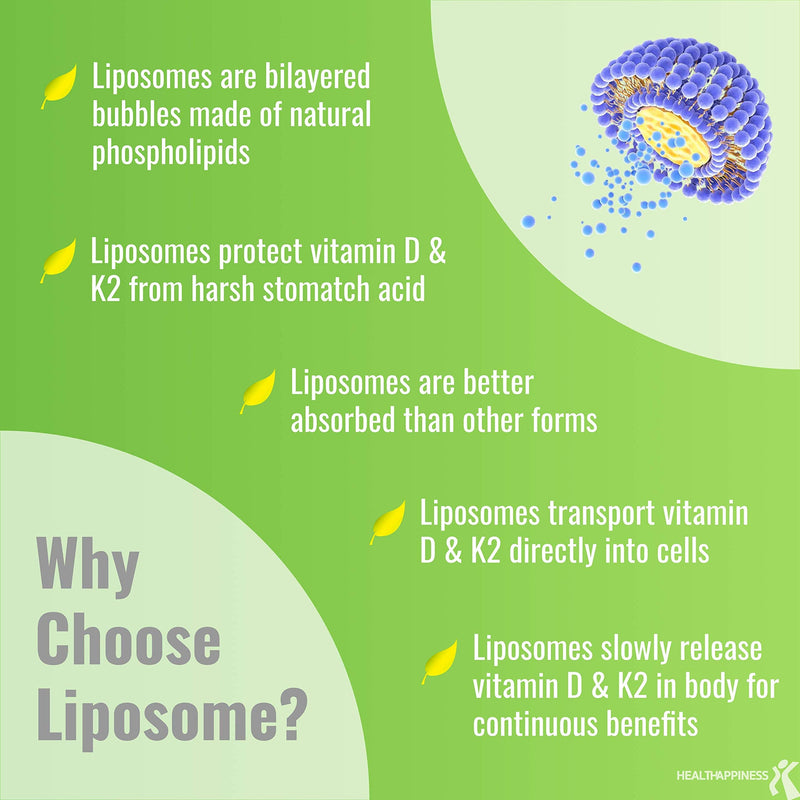 UpNourish Liposomal D3 & K2 MK-7, Advanced Absorption for Optimal Bone and Immune Health, Supplies 5000 IU 125 mcg Vitamin D3 and 100 mcg Vitamin k2 with Organic Coconut Oil, 365 Mini softgels - BeesActive Australia