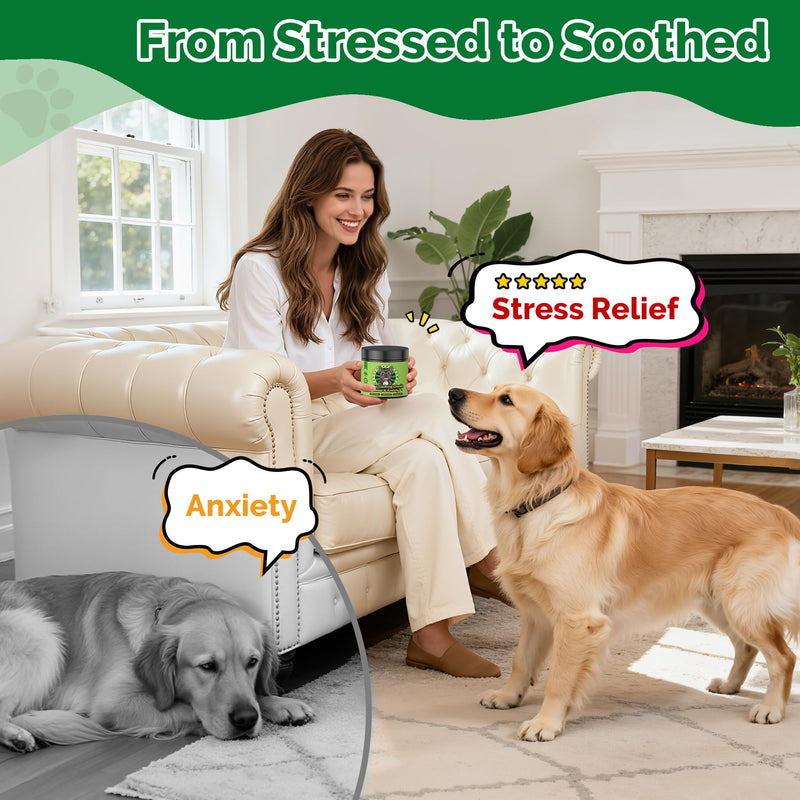 Hemp Calming Chews for Dogs Calming Chews - Anxiety Relief Treats, Dog Calming Relaxing Treats Care Hemp Quiet Moments for Dogs Thunderstorm Fireworks Separation Anxiety Relief, Beef, 120 Ct