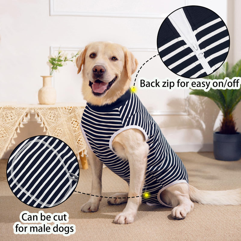 Axcimond Dog Bodysuit After Surgery Dog One-Piece with Zipper Surgery Body Dog After Surgery Dog Body Castration Dog Surgery Body Female Male Wound Protection Recovery Suit for Dogs Cone Alternatives 4XL Navy Blue - BeesActive Australia