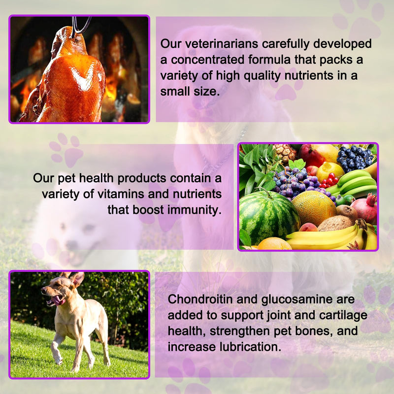 Dog Multivitamin Tablets, 15 in 1 Multivitamin Treats for Dogs Supports Immunity & Digestion, Skin & Coat and Joint Health, Multivitamin Dog Supplement for All Ages - 180PCs Chewable Tablets