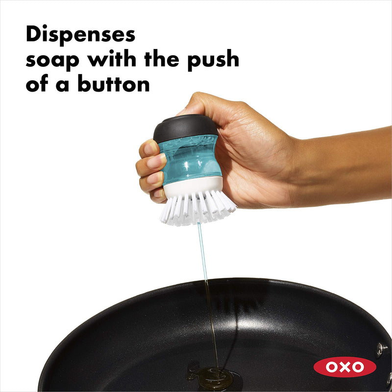 OXO Good Grips Soap Dispensing Palm Brush, Black/Clear/White - BeesActive Australia