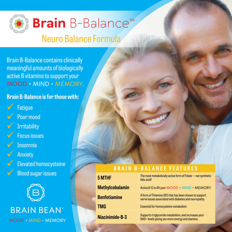Brain B Balance: Methylated Multivitamin - Methylated B Complex Neurobalance Formula - Methylfolate Supports Mood.Mind.Memory - 60 Vegan Capsules