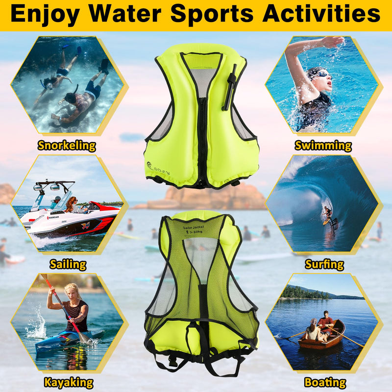 SOLY Inflatable Snorkel Vest for Adults，Snorkeling Vest，Snorkeling Vest for Kayaking Canoeing Water Sports Safety. blue