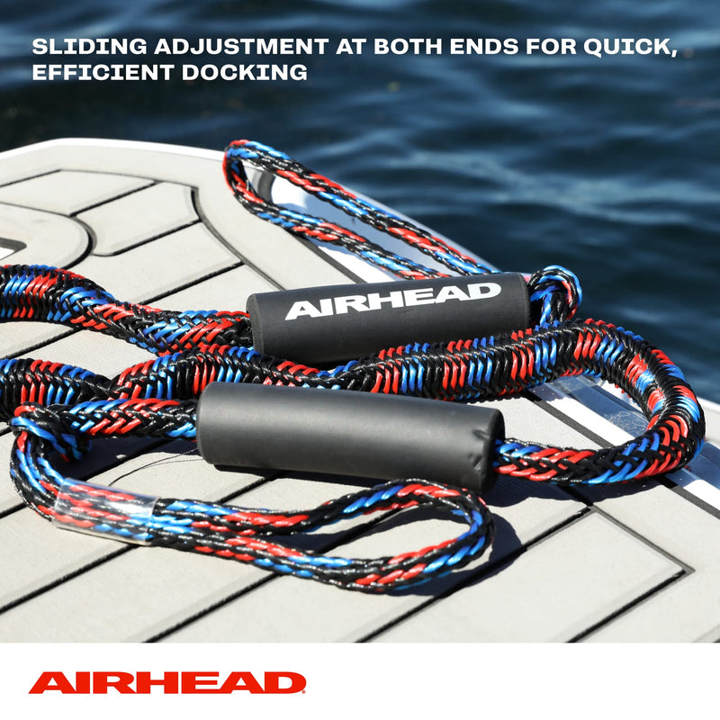 AIRHEAD AHDL-4 Bungee Dockline 4 Feet, Black/Blue/Red & Extreme Max 3006.6634 PWC 7' Dock Line with Zinc-Plated Snap Hook - Value 2-Pack - BeesActive Australia