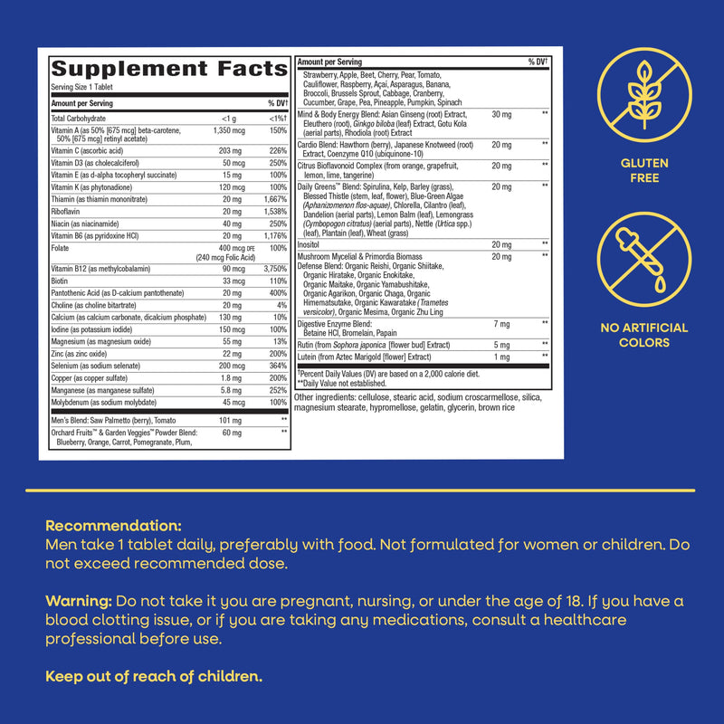 Nature's Way Alive! Men's 50 Plus Ultra Potency Multivitamin, 60 ct x3 | Complete High Potency Formula, Vitamin D3, C, E, Methyl B12, Supports Cellular Energy, Heart, Brain, & Eye Health,* 3 Pack 60 Count (Pack of 3)