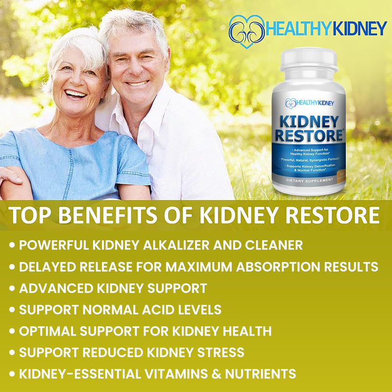 Kidney Cleanse Detox & Repair - Formulated by Kidney Health Expert Living w/Transplant - US Made Kidneys Support Supplement, Detox, Flush - Renal Vitamins 60 Capsules 60 Count
