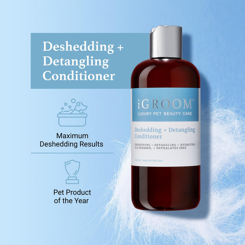 iGroom Deshedding & Detangling Dog Conditioner, Luxury Pet Beauty Care, Loosen Tangles + Unwanted Undercoat, Adds Shine + Volume, Made in USA (16 OZ) 16 OZ - BeesActive Australia