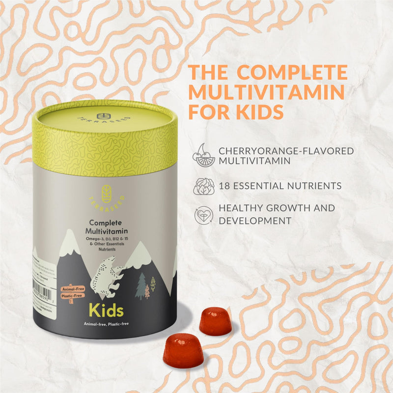 Complete Kids Multivitamin Gummies - with Omega 3,6,9, Vitamin B12, Folic Acid, Iodine, Vitamin C, Zinc - Kids Daily Essential Vitamins - Premium Vegan Multivitamin for Kids 2+ (60 Gummies)