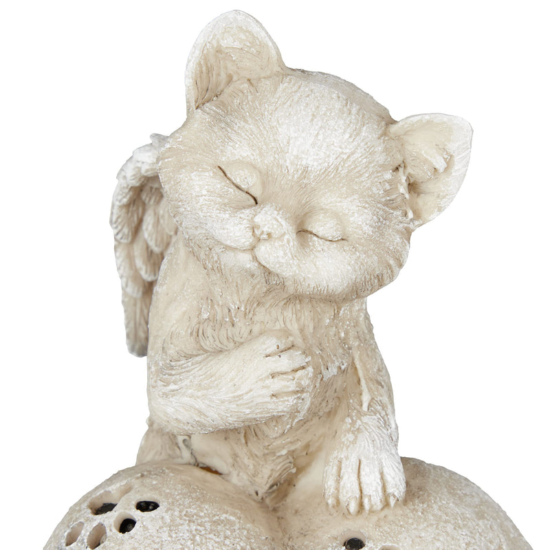 Relaxdays grave decoration for cat, keepsake animal, gravestone heart and cat angel, cat memorial stone, weatherproof, cream - BeesActive Australia