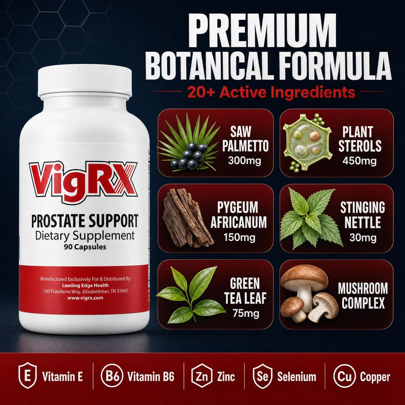 VigRX Prostate Support Supplement for Men - Advanced Saw Palmetto & Herbal Blend - Supports Healthy Urinary Flow, Bladder Emptying & Nighttime Comfort - Prostate Wellness Formula - 90 Capsules