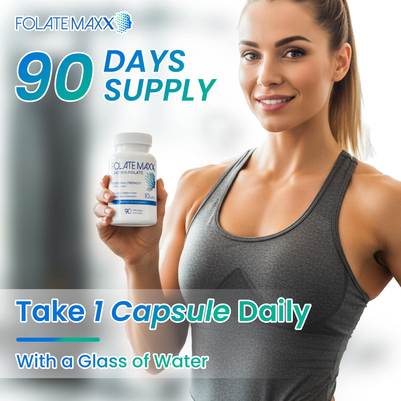 FolateMaxx L-Methylfolate 10mg, 90 Capsules – Doctor Formulated Methyl Folate Supplement for Women & Men – High Potency 5-MTHF for Energy, Mood & Focus – Non-GMO, Gluten-Free (3-Month Supply) 90 Count (Pack of 1)