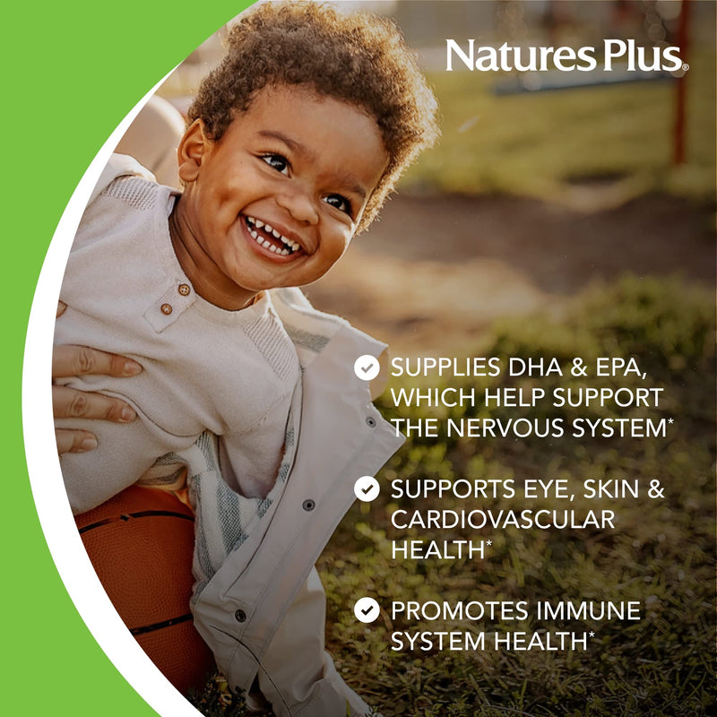 NaturesPlus Animal Parade Omega 3/6/9 Junior, Lemon Flavor - 90 Softgels - Promotes Children’s Immune, Skin, Eye & Nervous System Health - Non-GMO, Gluten Free - 45 Servings