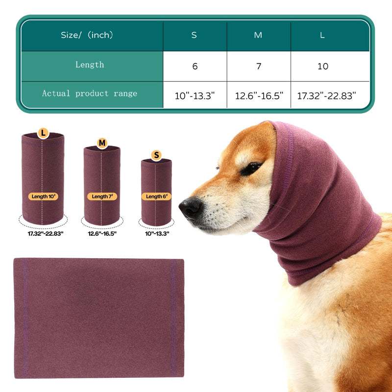 Dog Calming Hoodie, Hematoma Ear Wrap, Quiet Head Cover Sleeves Ear Covers for Bath, Thunderstorms L-Head Circle(17.32"~22.83") Purple