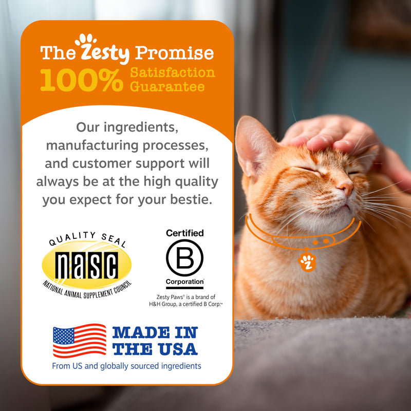 Zesty Paws Hip & Joint Bites for Cats - Glucosamine for Cats - with Chondroitin, Turmeric - Cat Joint Supplement for Hip & Joints - AlaskOmega Fish Oil with Omega-3 Fatty Acids - 60 Count Chicken - Cat 60 Count (Pack of 1)