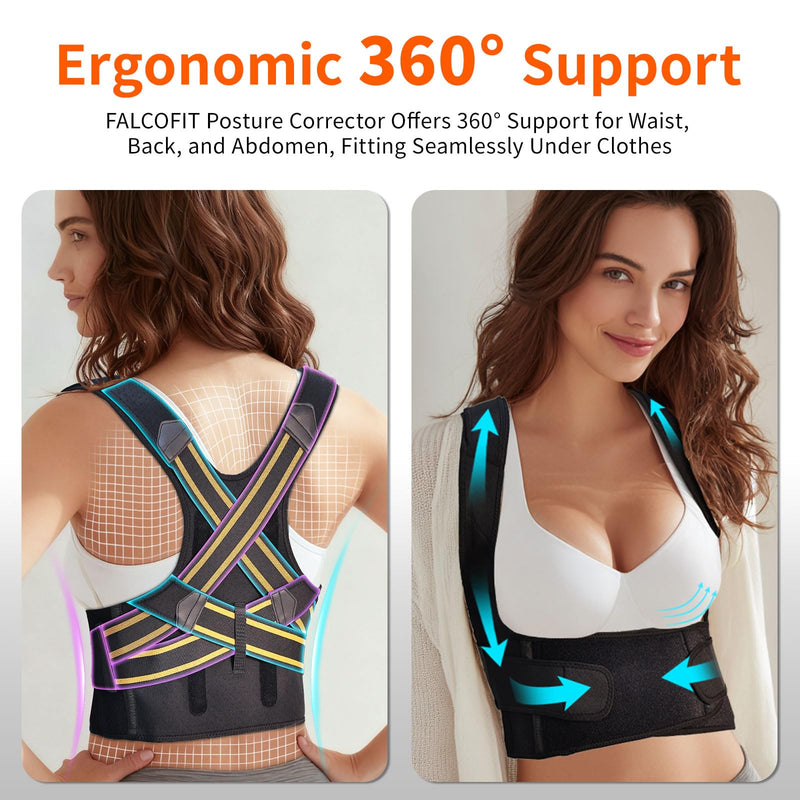 Posture Corrector for Men and Women, Instant Back Straightener, Adjustable Upper Back Brace, Invisible Shoulder Brace Hunchback Corrector for Slouching, Scoliosis, Neck Pain Relief (Large) L (Underbust: 41-49'')