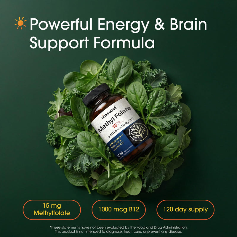 NatureBell Methyl Folate 15mg, 240 Capsules