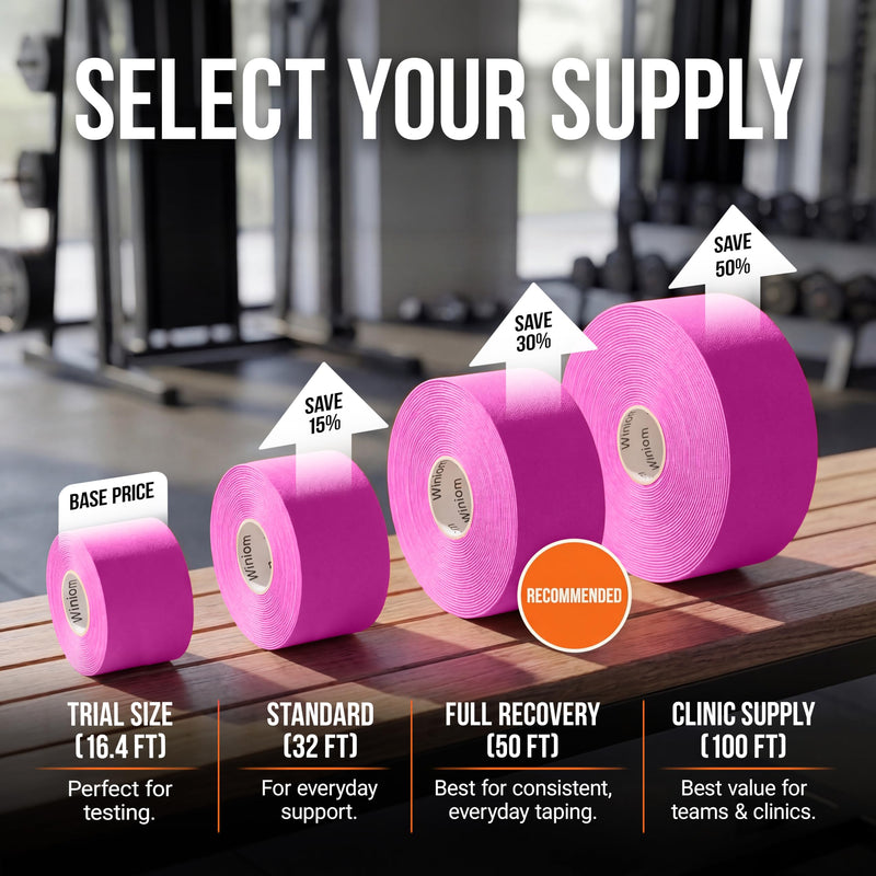 Kinesiology Tape-Incredible Support for Athletic Sports and Recovery + Free Taping Guide-Uncut 2 inch 32 feet Roll (Wild Pink + Free Taping Guide, Pack of 1) Pack C: Wild Pink 32 Feet - Uncut - BeesActive Australia