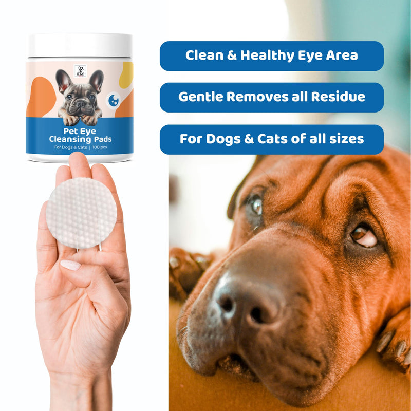 ITSY Pets Eye Cleansing Pads for Dogs & Cats – Gentle, Vegan, and Alcohol-Free – 100 Pads