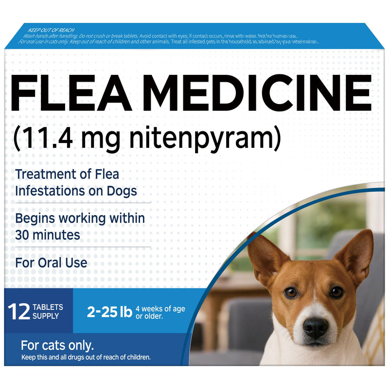 Flea and Tick Treatment for Dogs (nitenpyram), Fast-Acting Oral Flea Treatment for Dogs Over 25+ lbs, Flea Medication Tablets Start Killing in 30 Minutes, 6 Doses