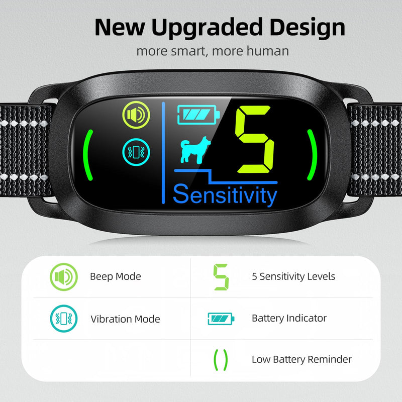 Dog Bark Collar, Rechargeable Smart Collar, Anti Barking Training Collar with 5 Adjustable Sensitivity Beep Vibration, Bark Collar for Large Medium Small Dogs (Black) Black - BeesActive Australia