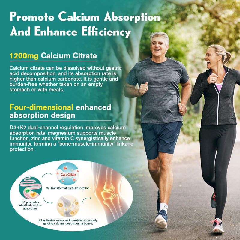 1200mg Calcium Citrate with Vitamin D3 Gummies for Bones, Muscles, Immune Support, Chewable Calcium Citrate with Vitamin D3 K2 C, Magnesium, Zinc, Raspberry