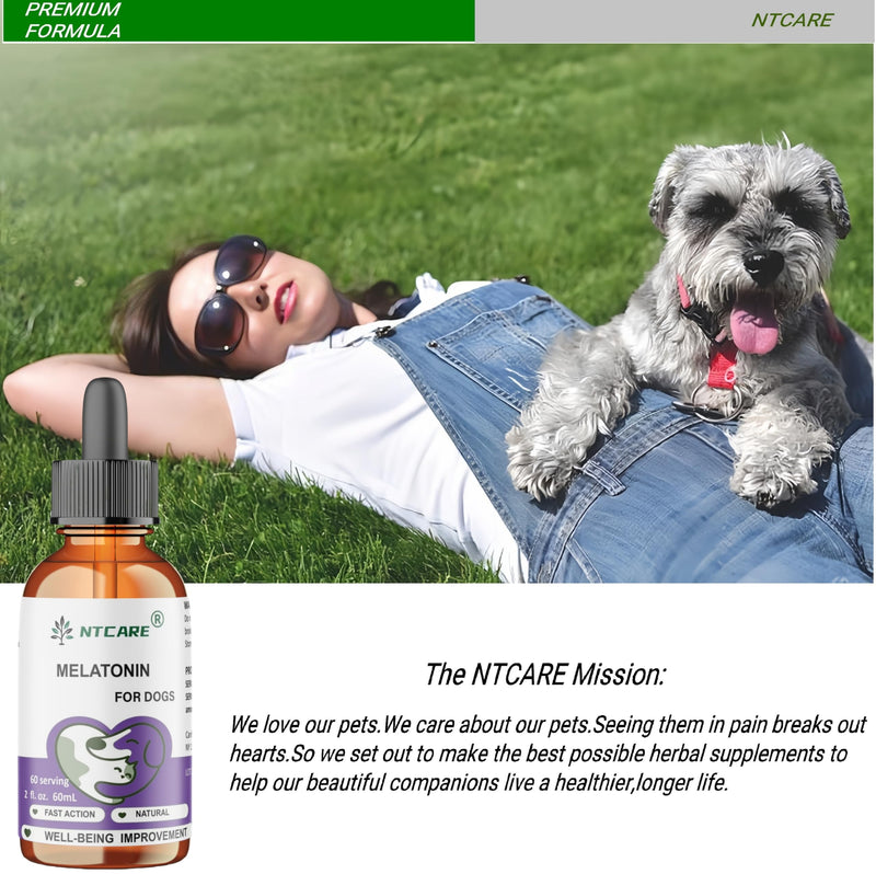 Melatonin for Dogs, Natural Well-Being Supplement, 2 fl. oz, 60 Servings